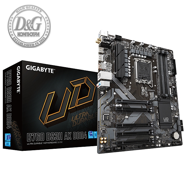 Дънна платка GIGABYTE B760 DS3H AX, socket 1700, ATX 4xDDR4, PCIe 4.0