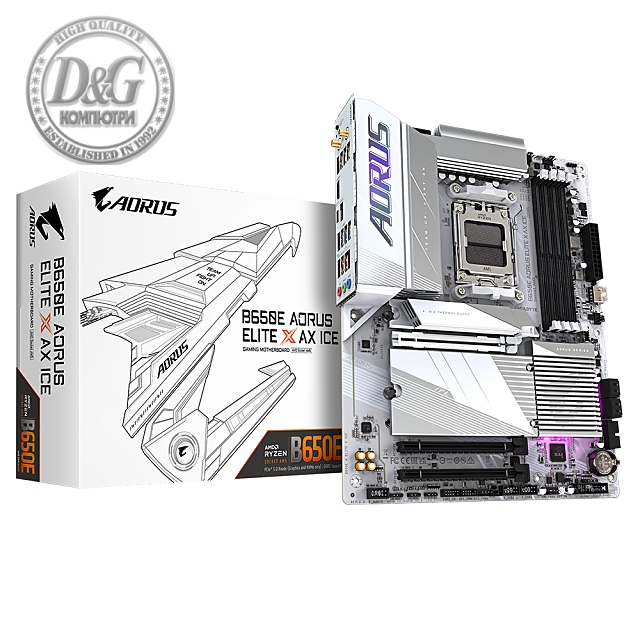 Дънна платка GIGABYTE Z790 AORUS ELITE AX ICE LGA 1700, PCIe 5.0, ATX, Wi-Fi 6E, RGB Fusion, DDR5