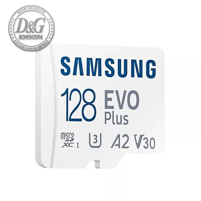 Карта памет Samsung EVO Plus, microSDXC, UHS-I, 128GB, Адаптер