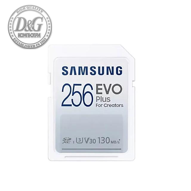 Карта памет Samsung EVO Plus, SD Card, 256GB, Бяла