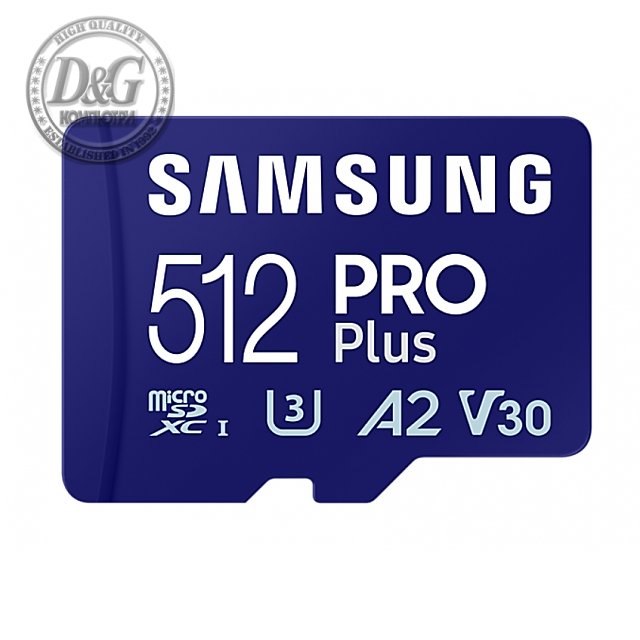 Карта памет Samsung PRO Plus, microSDXC, UHS-I, 512GB, Адаптер, USB четец