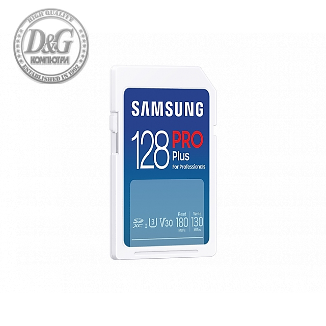 Карта памет Samsung PRO Plus, SD Card, 128GB, Бяла