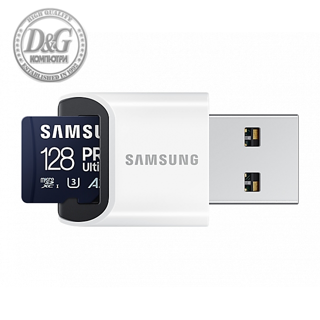 Карта памет Samsung PRO Ultimate, microSDXC, UHS-I, 128GB, Адаптер, USB четец