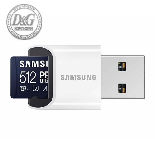 Карта памет Samsung PRO Ultimate, microSDXC, UHS-I, 512GB, Адаптер, USB четец