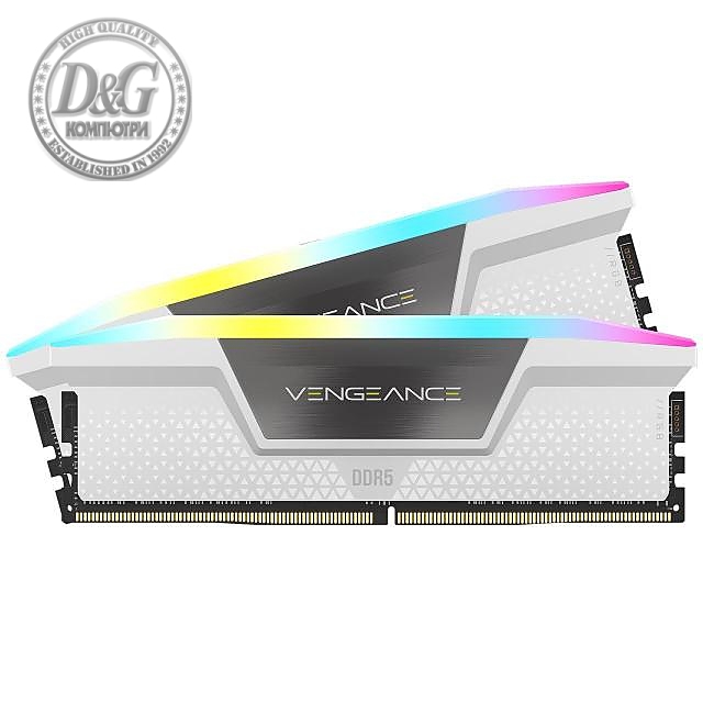 Памет Corsair Vengeance White RGB 32GB(2x16GB) DDR5 6000MHz CL36 CMH32GX5M2E6000C36W