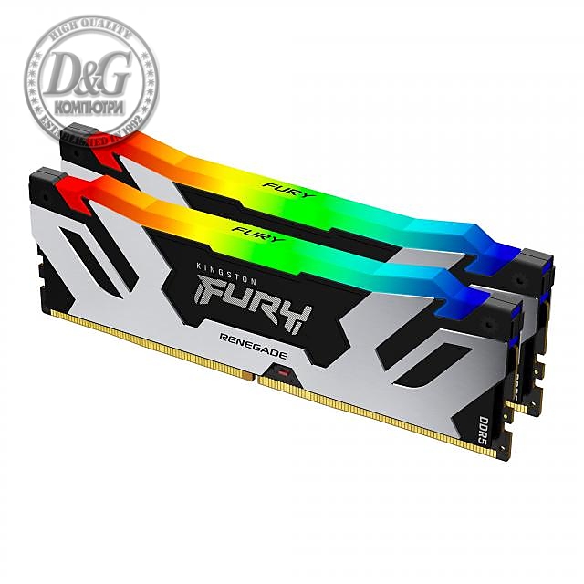 Памет Kingston Fury Renegade Silver/Black RGB 32GB(2x16GB) DDR5 7200MHz CL38 KF572C38RSAK2-32, XMP