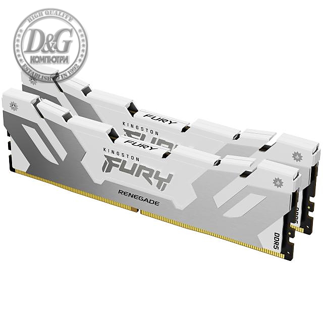 Памет Kingston Fury Renegade White 32GB(2x16GB) DDR5 7200MHz CL38 KF572C38RWK2-32, XMP