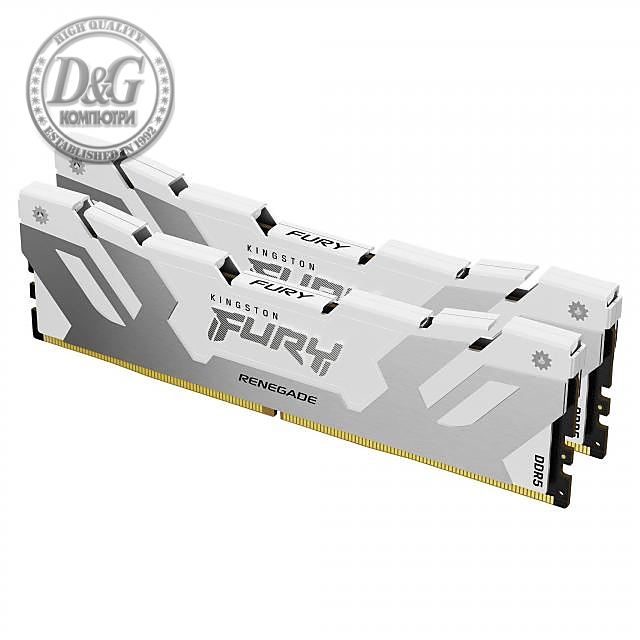 Памет Kingston Fury Renegade White 32GB(2x16GB) DDR5 8000MHz CL38 KF580C38RWK2-32, XMP