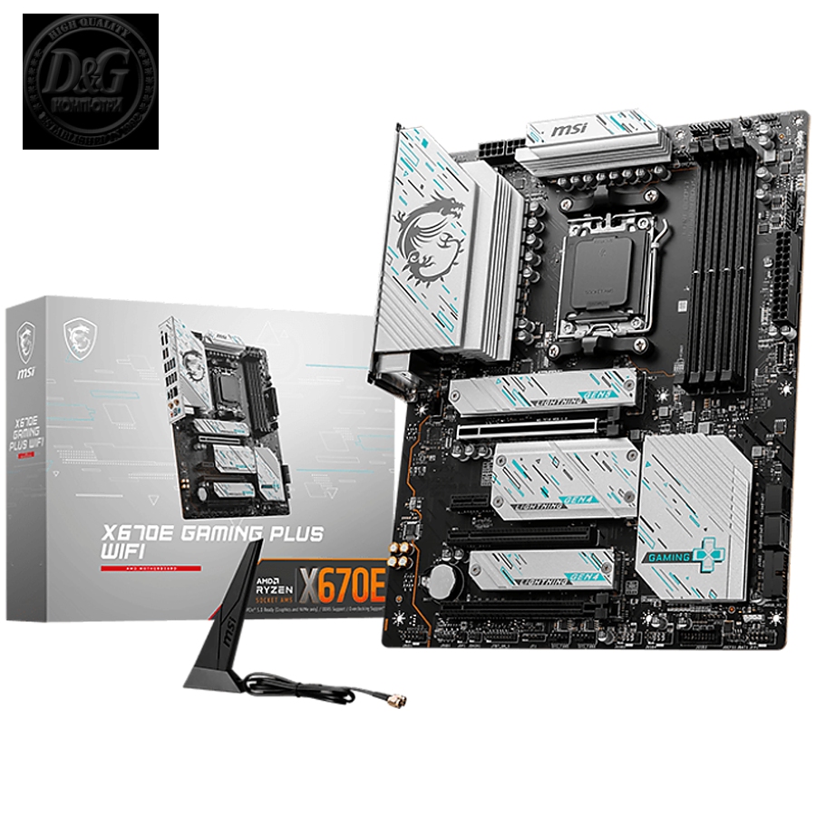 MSI X670E GAMING PLUS WIFI, ATX, Socket AM5, AMD x670 4 x DDR5 UDIMM Dual Channel up to 7800+(OC)MHz, 1x PCIe 4.0/3.0 x16 slot, 4x M.2 slots, 4x USB 3.2 Gen 1 ,4x USB 2.0, 1x HDMI, 1x DP, WiFi, BT, 2.5G LAN, 7.1 Audio, 3y warranty