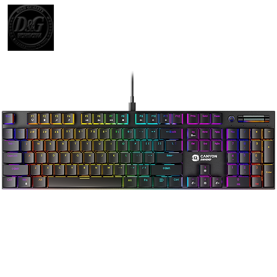 CANYON Cometstrike TKL GK-55, 104keys Mechanical keyboard, 50million times life, with VS11K28A solution, GTMX red switch, RGB backlight, 18 modes, 1.8m PVC cable, metal material + ABS, US layout, size: 436*126*26.6mm, weight:820g, black