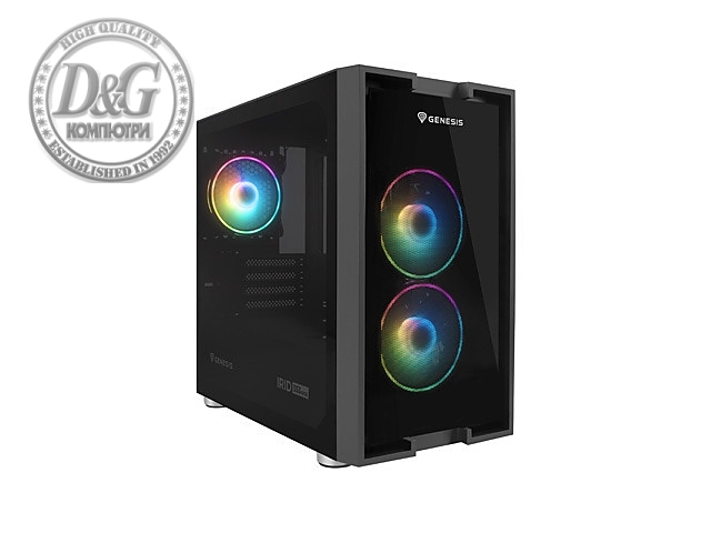 Genesis PC Case Irid 353 ARGB MATX Mini Tower Window, Black