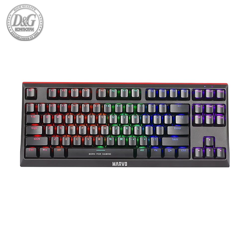 Marvo механична геймърска клавиатура Gaming Mechanical keyboard KG953G - Blue switches, 87 keys TKL, RGB