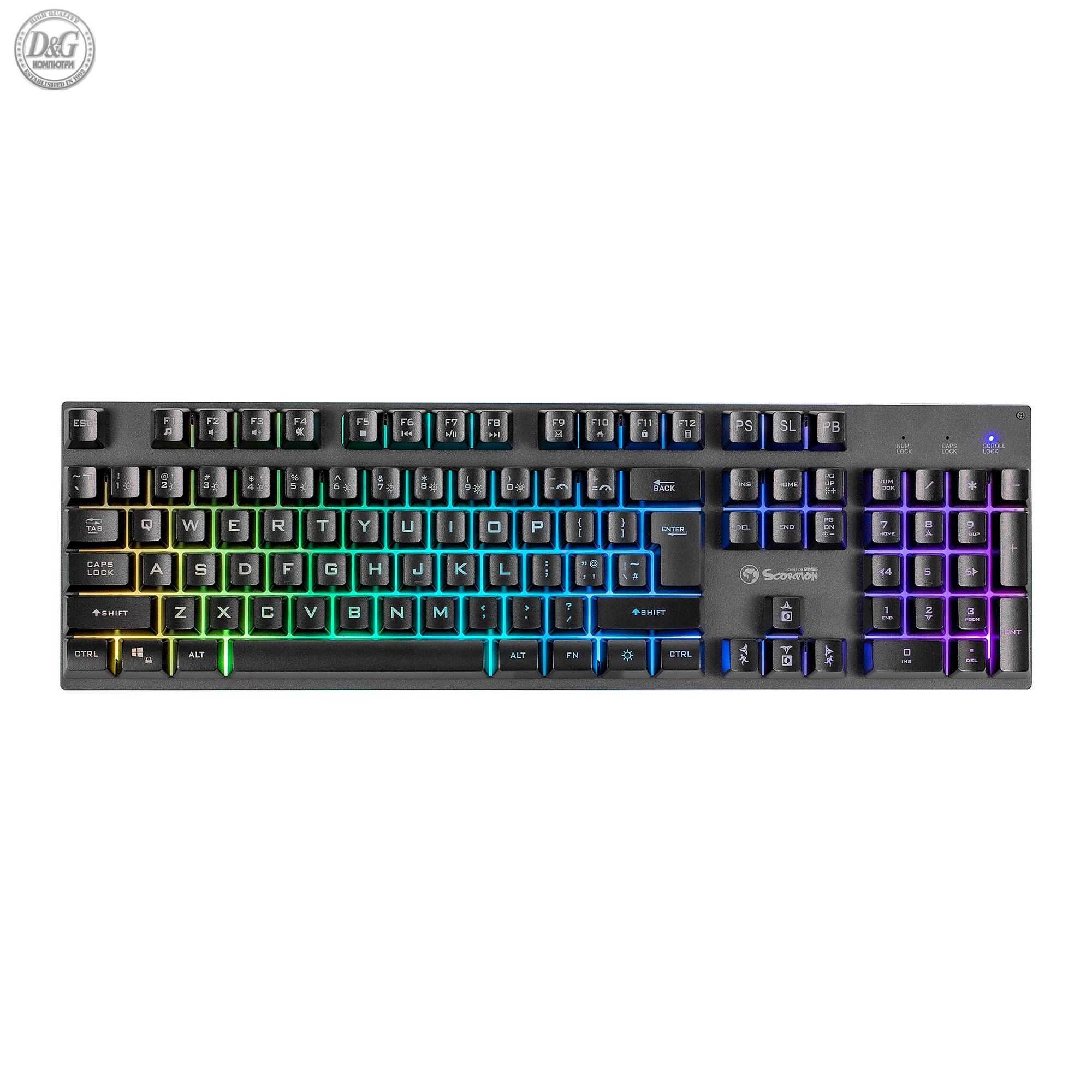 Marvo геймърска клавиатура Gaming Keyboard  104 keys - K604 - RGB