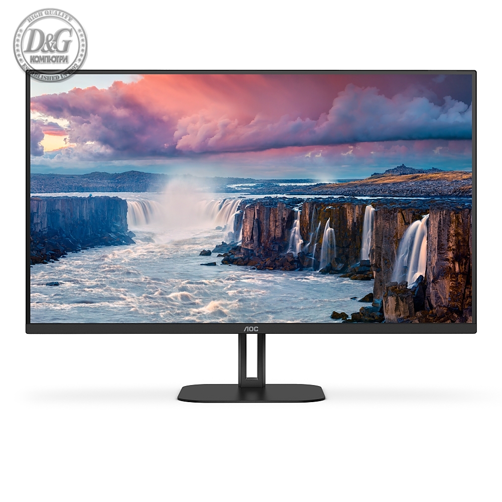 AOC Q32V5CE/BK, 31.5" VA WLED, 2560x1440@75Hz, 4ms GtG, 1ms MPRT, 300cd m/2, 3000:1, 20M:1 DCR, Adaptive Sync, FlickerFree, Low Blue Light, 5Wx2, Tilt, HDMI, DP, USB hub