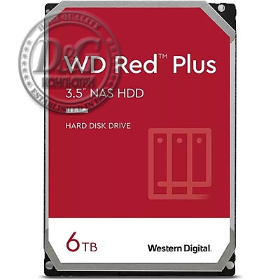 Хард диск WD Red Plus, 6TB NAS, 3.5&quot;, 256MB, 5400RPM, WD60EFPX