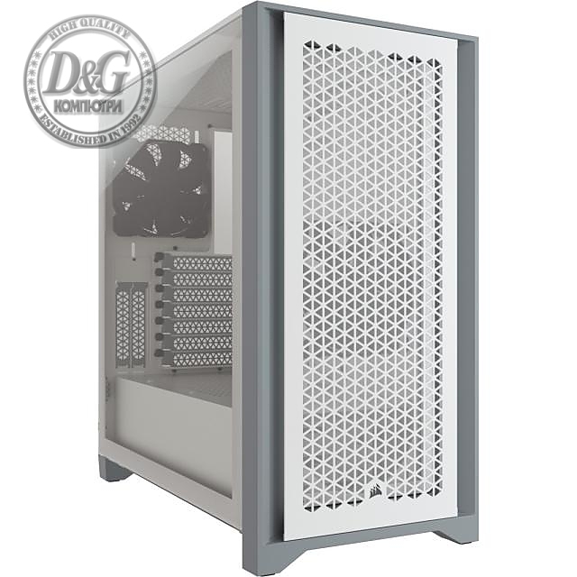 Кутия Corsair 4000D Airflow Mid Tower, Tempered Glass, Бяла