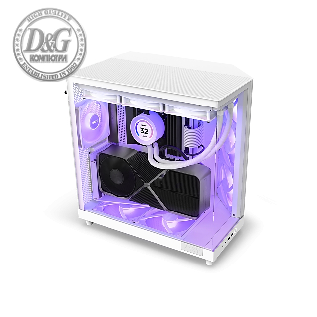 Кутия NZXT H6 Flow RGB Matte White - Middle Tower