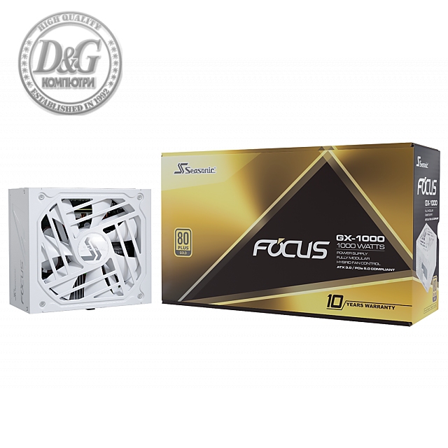 Захранващ блок SEASONIC FOCUS GX-1000 1000W, White 80+ Gold PCIe 5.0, Fully Modular