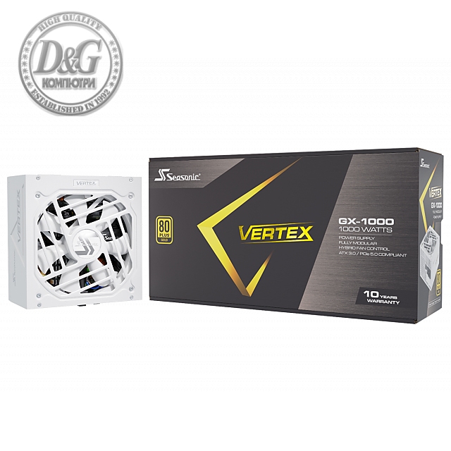 Захранващ блок SEASONIC VERTEX GX-1000 1000W White, 80+ Gold PCIe 5.0, Fully Modular