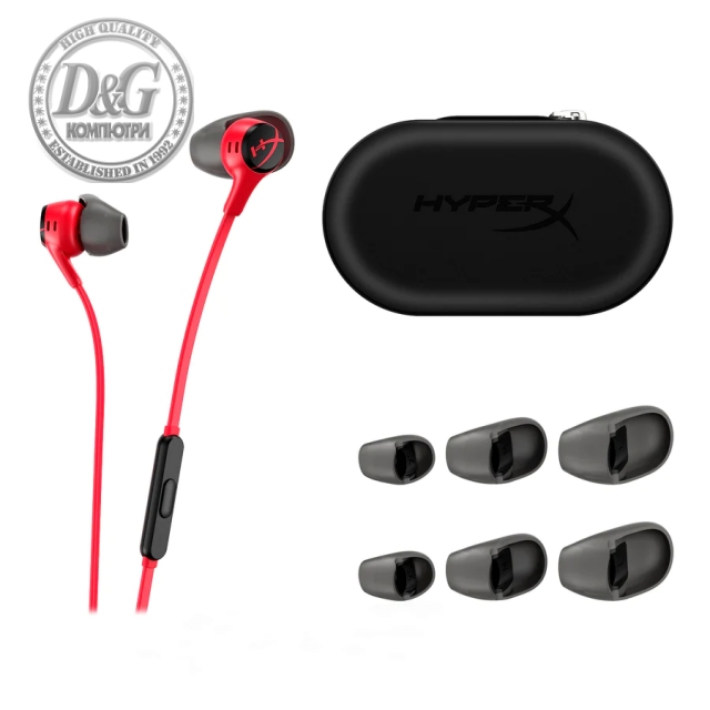 Геймърски слушалки тапи с микрофон HyperX Cloud Earbuds II Red