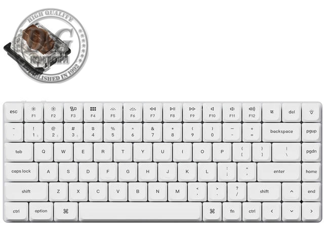 Геймърска механична клавиатура Keychron K3 Pro White QMK/VIA Gateron Low Profile Brown Switch, RGB Backlight