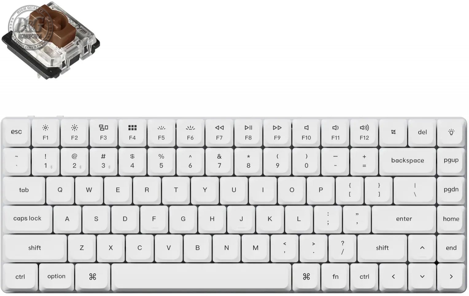 Геймърска механична клавиатура Keychron K3 Pro White QMK/VIA Gateron Low Profile Brown Switch, White Backlight