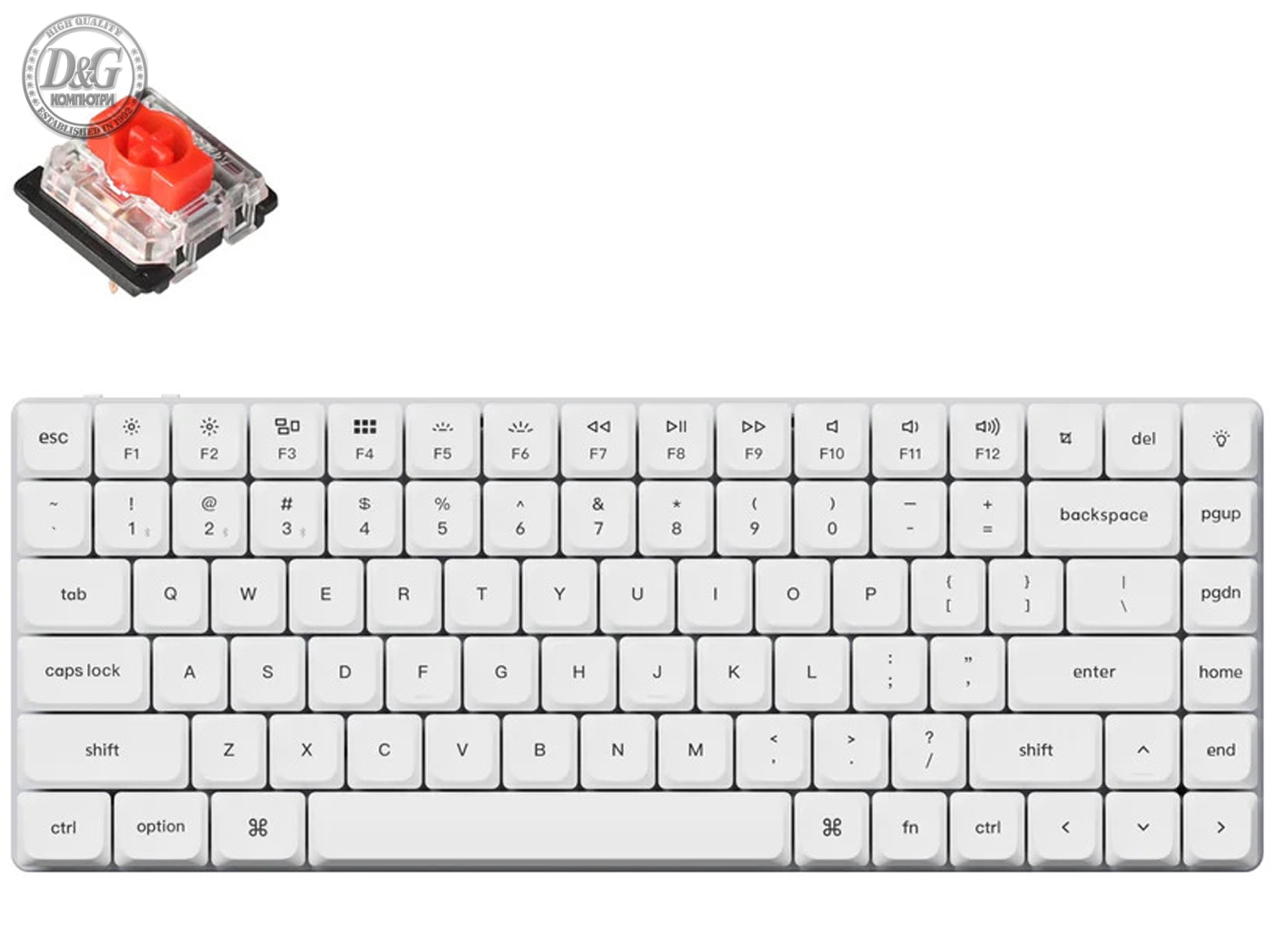 Геймърска механична клавиатура Keychron K3 Pro White QMK/VIA Gateron Low Profile Red Switch, RGB Backlight