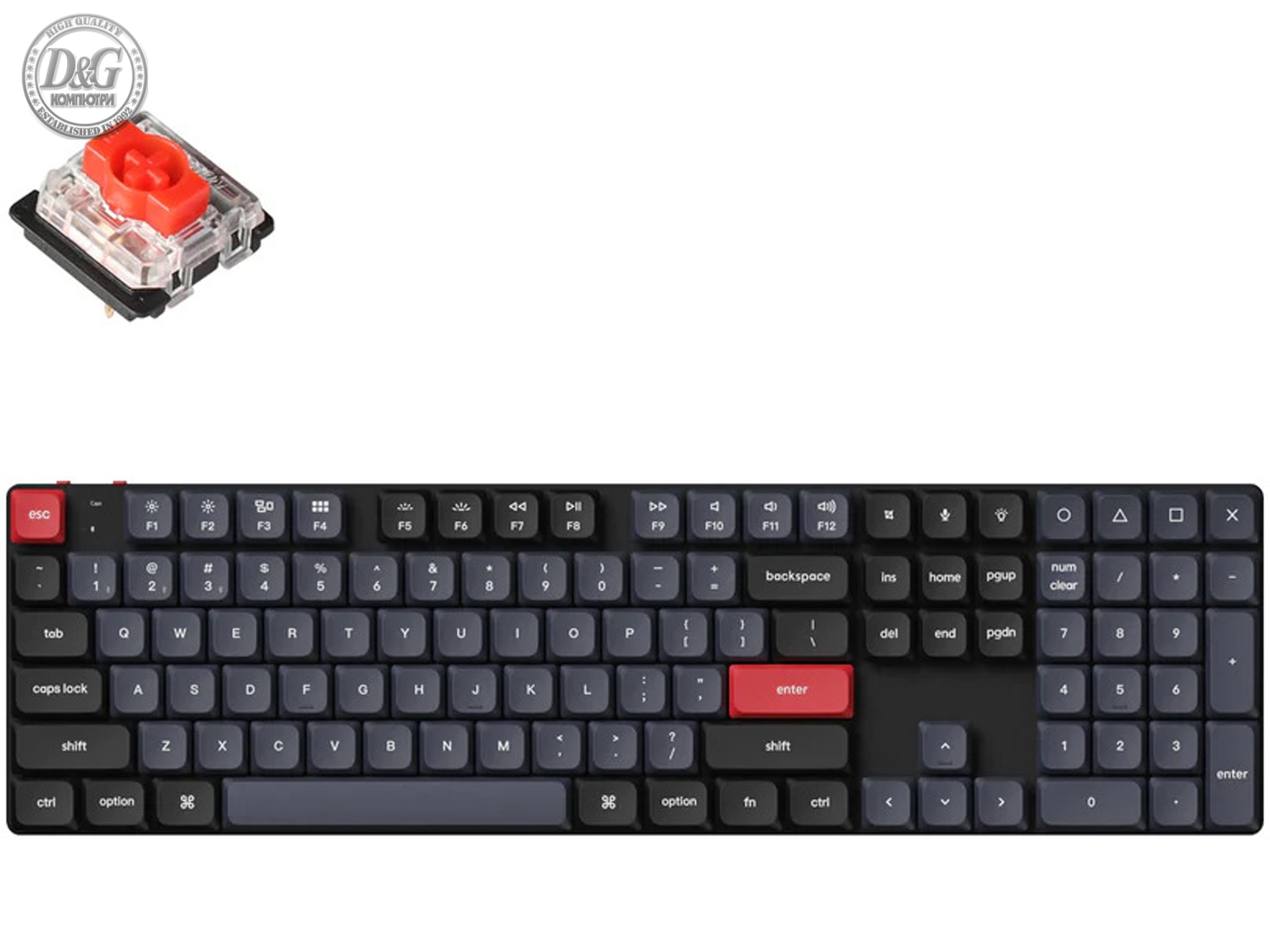 Геймърска механична клавиатура Keychron K5 Pro QMK/VIA Full-Size Low-Profile Gateron(Hot Swappable) Red Switches RGB Backlight