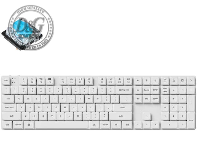 Геймърска механична клавиатура Keychron K5 Pro White QMK/VIA Full-Size Hot-Swappable Low-Profile Gateron Blue Switches RGB Backlight