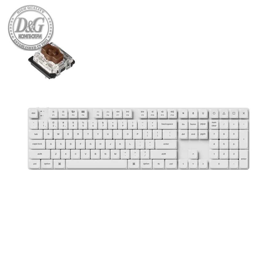 Геймърска механична клавиатура Keychron K5 Pro White QMK/VIA Full-Size Low-Profile Gateron Brown Switches White Backlight