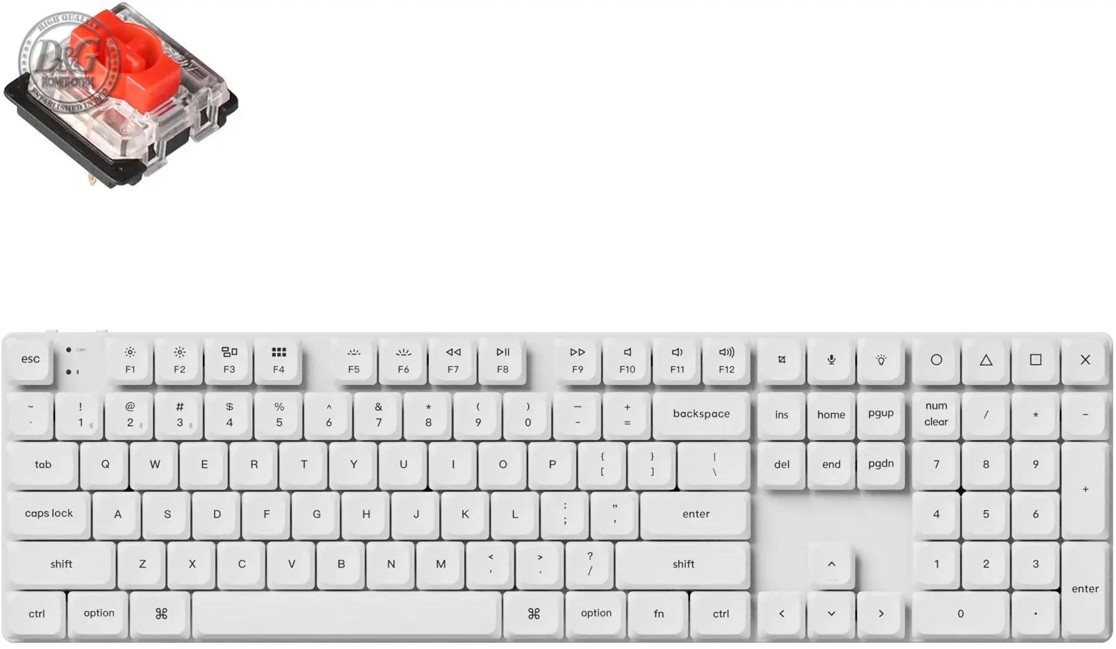 Геймърска механична клавиатура Keychron K5 Pro White QMK/VIA Full-Size Low-Profile Gateron Red Switch, White Backlight