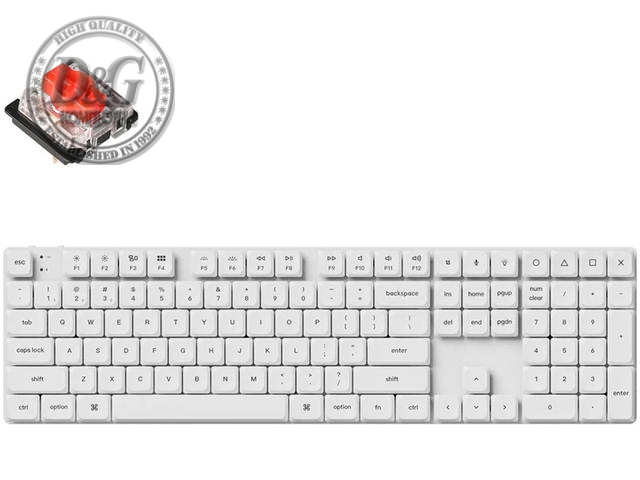 Геймърска механична клавиатура Keychron K5 Pro White QMK/VIA Full-Size Low-Profile Gateron Red Switches RGB Backlight