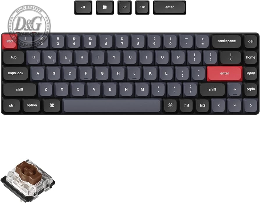 Геймърска Механична клавиатура Keychron K7 Pro QMK/VIA 65% Hot-Swappable Low Profile Gateron Brown Switch RGB Backlight