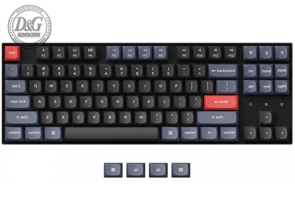 Геймърска механична клавиатура Keychron K8 Pro QMK/VIA TKL Gateron G Pro(Hot Swappable) Brown Switch RGB Backlight Plastic Frame