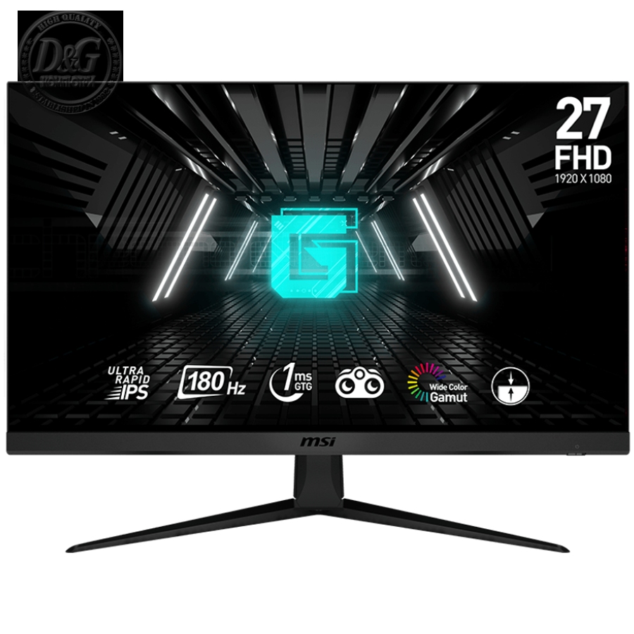 MSI G2712F Gaming Monitor, 27" 180Hz, FHD (1920x1080) 16:9, Ultra Rapid IPS Anti-glare, 1ms, 300nits, 1000:1, 178°/178°, Adaptive Sync, Adjustable Stand, 1x DP, 2x HDMI, 3Y Warranty