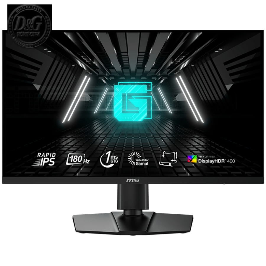 MSI G274QPF E2 Gaming Monitor, 27" 180Hz, WQHD (2560x1440) 16:9, Rapid IPS Anti-glare, 1ms, 400nits, 1000:1, 178°/178°, Adaptive-Sync, Adjustable Stand, 1x DP, 2x HDMI, 1xUSB Type-C, 3Y Warranty