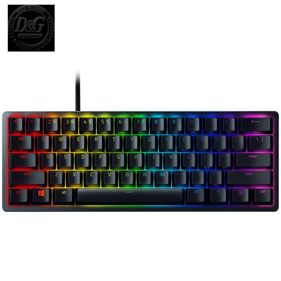 Huntsman V3 Pro Mini - US Layout, Gaming Keyboard, Analog Optical Switch Gen-2, 60% size, Razer Chroma™ RGB, Detachable Type C Cable, Doubleshot PBT Keycaps, 5052 Brushed Aluminum Alloy Top Case, Rapid Trigger Mode, Analog Input