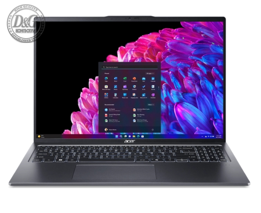 Acer Swift Go16, SFG16-72-7964, Intel Core Ultra 7 155H (up to 4.80 GHz, 24MB), 16" 3.2K OLED 120Hz, 32GB LPDDR5,1024GB PCIe NVMe SSD, Intel UMA, AX+BT 6E, CR Micro SD, QHDCamera, FPR, Win 11 Home, Gray