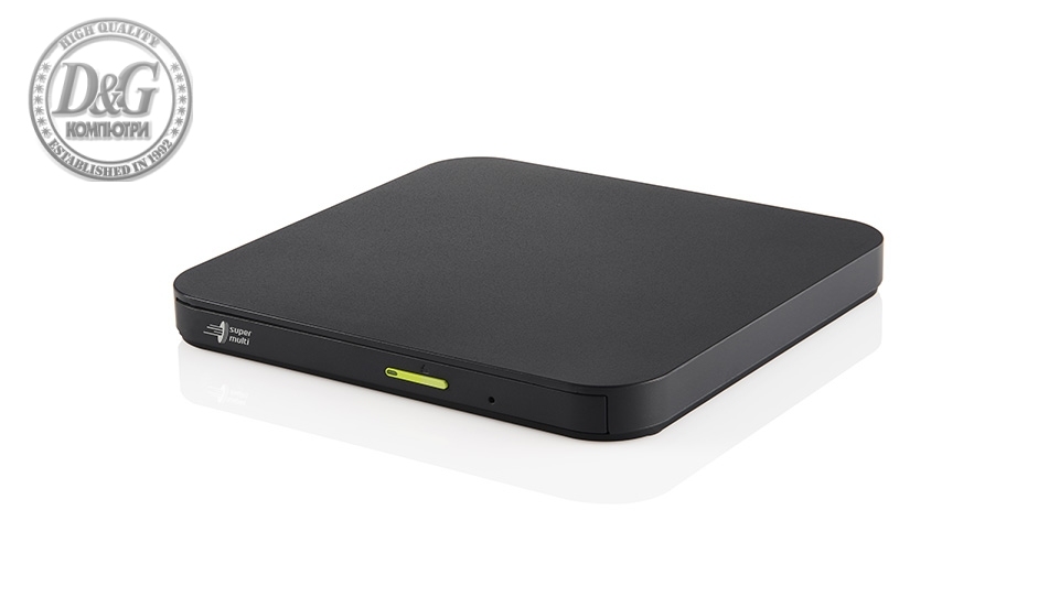 Hitachi-LG GP96YB70 Slimmest External DVD-RW, Super Multi, Lightest, Android Connectivity, Win 10 & MAC OS Compatible, Black