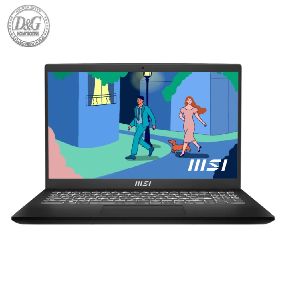 MSI Modern 15 B12MO, 15.6" FHD (1920x1080), 60Hz, IPS-Level, i5-1235U (10C/12T, up to 4.40 GHz, 12 MB), 16GB Onboard DDR4 3200MHz, 512GB NVMe PCIe Gen3x4 SSD, Iris Xe Graphics, WiFi 6, NO OS, (fTPM) 2.0, Single backlight KBD (White), Classic Black, 1.7 k