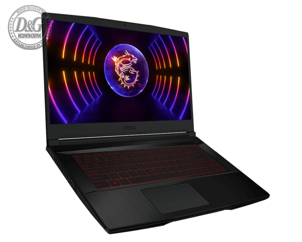 MSI Thin GF63 12VE, i7-12650H (10C/16T, 24 MB, up to 4.70 GHz), 15.6" FHD (1920x1080), 144Hz, IPS-Level, RTX 4050 6GB GDDR6 (Up to 1605MHz), 16GB DDR4 (2x8, 3200MHz), 1TB NVMe SSD Gen4x4, Red Backlit Gaming KBD, NO OS, Black, 1.86 kg