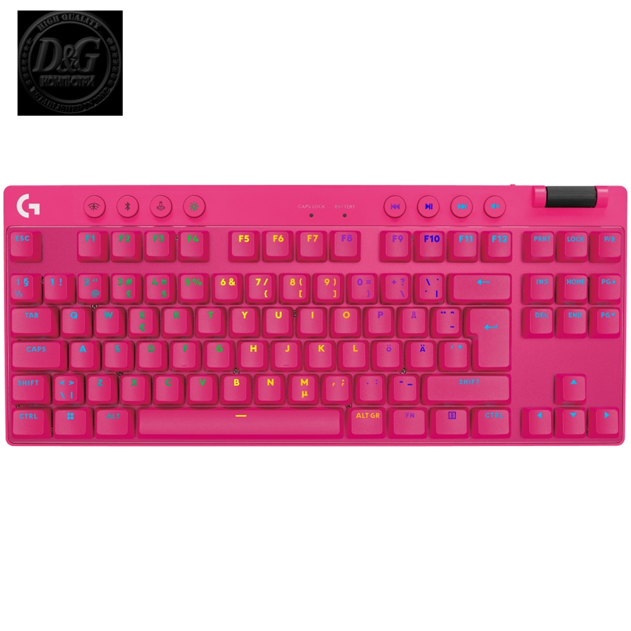 LOGITECH G PRO X TKL LIGHTSPEED Mechanical Gaming Keyboard - MAGENTA - US INT'l - TACTILE