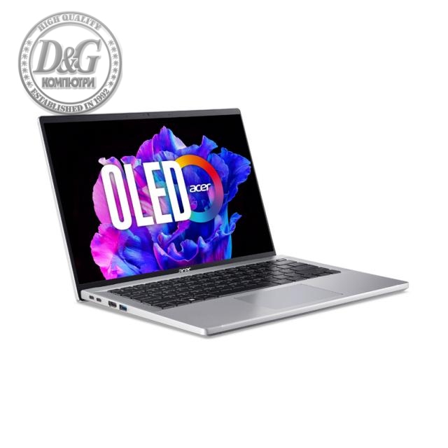 Лаптоп Acer SWIFT GO 14 SFG14-71-72TJ, 14&quot; OLED, Intel Core i7-1355U, 16GB LPDDR5, 1000GB NVMe SSD,  Windows 11 Home, Кирилизиран