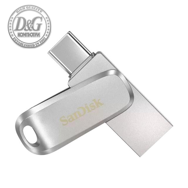 USB памет SanDisk Ultra Dual Drive Luxe, 1TB, USB 3.1 Gen 1, USB-C, Сребрист