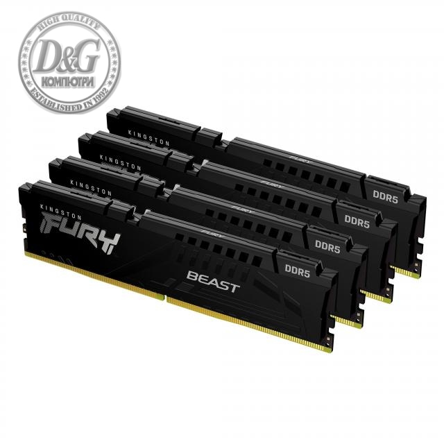 Памет Kingston FURY Beast Black 128GB(4x32GB) DDR5 5600MHz CL36 KF556C40BBK4-128