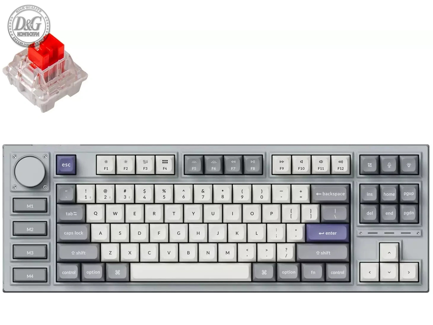 Геймърска Механична клавиатура Keychron Q3 Pro Silver TKL K Pro Red Switch RGB LED PBT