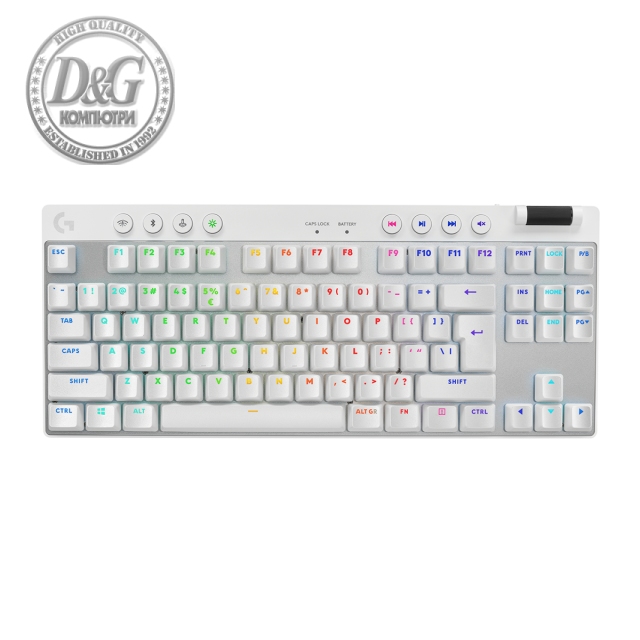 Геймърска механична клавиатура Logitech G Pro X TKL White Lightspeed Tactile Switch