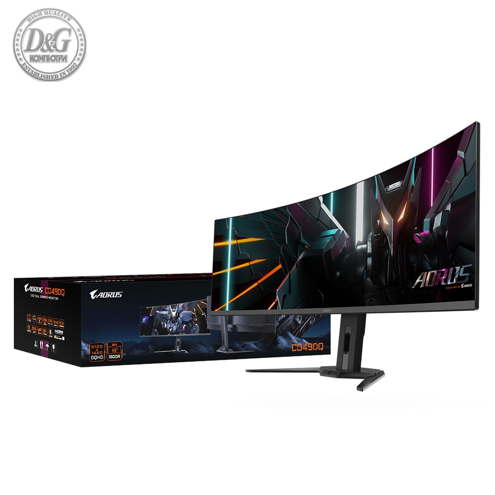 Гейминг монитор GIGABYTE AORUS CO49DQ 49&quot; QD-OLED, DQHD (5120x1440), Curved 1800R, 144 Hz, 0.3ms, 10-bit