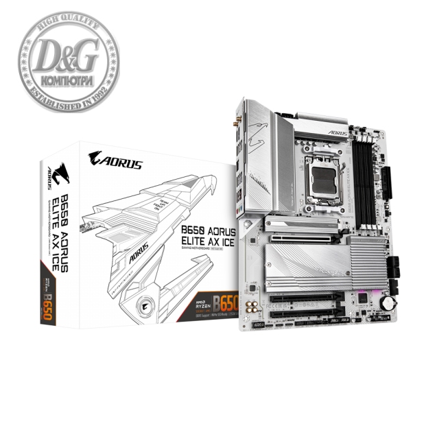 Дънна платка GIGABYTE B650 AORUS ELITE AX ICE, Socket AM5, WiFi 6E, DDR5