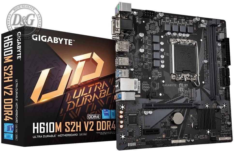 Дънна платка GIGABYTE H610M-S2H V2, socket 1700, 2xDDR5, Micro ATX